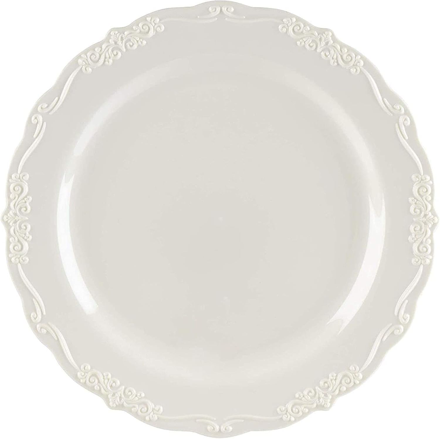 Wedding Dinnerware, Cream Plastic Plates for Parties, Birthdays (9 x 9 In, 25 Pack) : Home & Kitchen