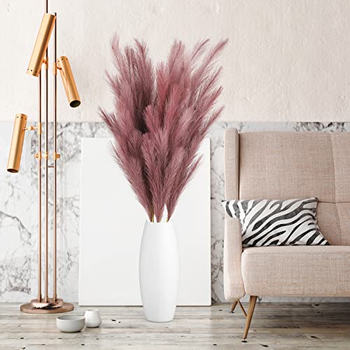Lot de 5 Grandes Herbes de la Pampa artificielles décoratives - 100 cm - XXL - Bouquet Artificiel - Décoration bohème - pour Mariage, Salon, Chambre à Coucher (Marron rougeâtre)