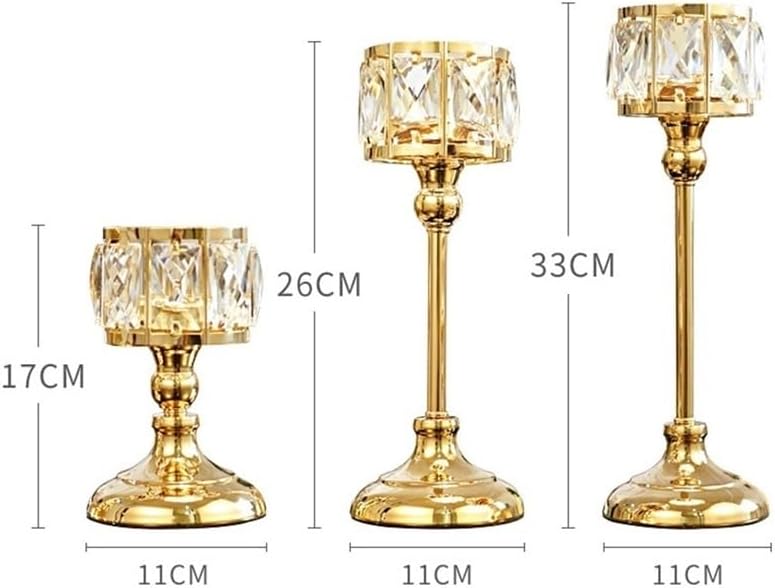 Candle Holder Simple Iron Glass Candlestick Modern Table Decoration Ornaments Candle Holder(Gold,Medium)