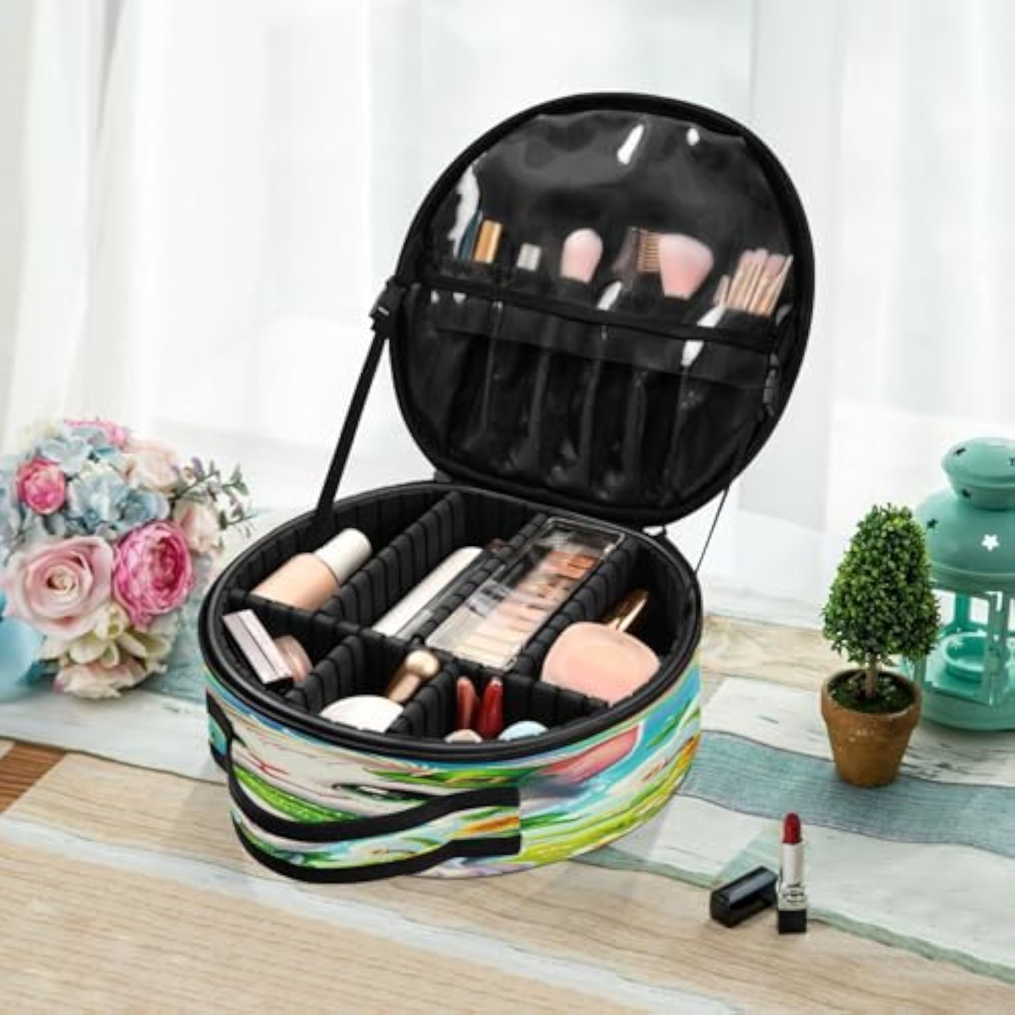 Cat in St Patrick's Hat Travel Makeup Case, Portable Organizer