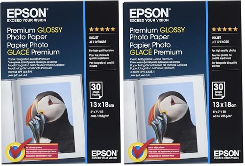 Epson Premium Glossy Photo Paper - Papel fotográfico, 13x18 (Paquete de 2)