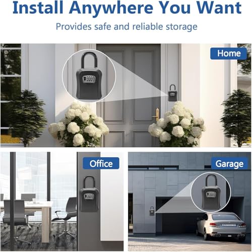 Schlüsseltresor, 4-Stellige Zahlencode Schlüssel, mit Bügel Wetterfest - Wandmontage/Aufhängung Schlüsselkasten Schlüsselsafe, Key Lock Box, für Büro, Zuhause, Garage