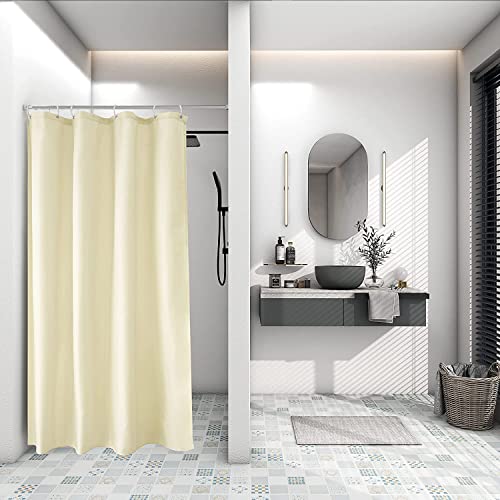 AooHome シャワーカーテン 90x180cm 目隠し 遮像 防カビ 防水 お風呂用カーテン 軽量 速乾 リング付き 無地 ベージュ