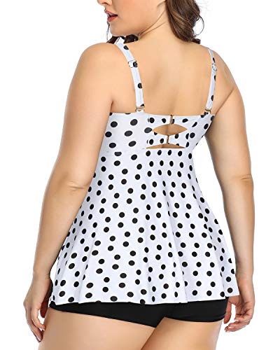 Aqua Eve Plus Size Tankini Women 2 Pieces Swimsuits with Shorts Flowy Bathing Suits White 18W