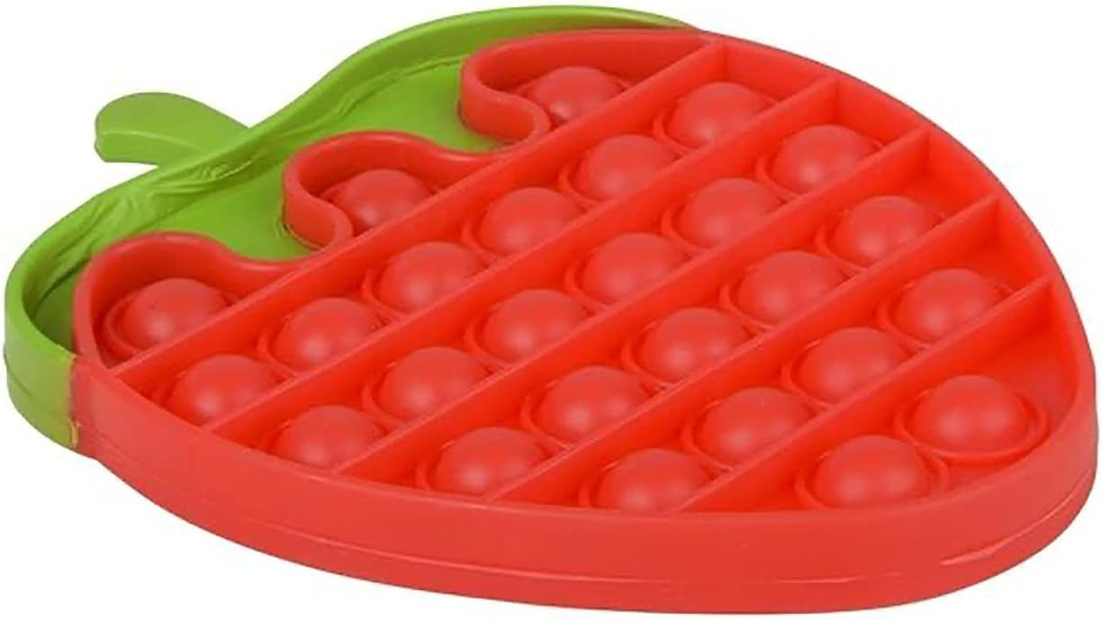 Cute Fruit Shaped Pop Silicone Push Poke Bubble Wrap Fidget Toy - Press Bubbles to Pop the Bubbles Down Then Flip it over and Do it Again - Sensory Stress Toy OT (Set of All 4 Fruits)