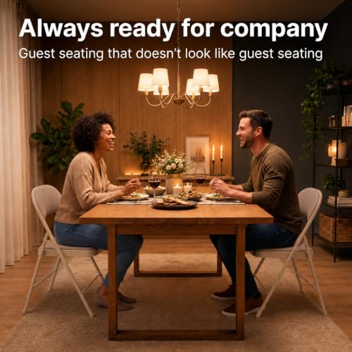 Image of Folding Chair - Padded Metal Chair with Padded Seat, Folding Steel Frame - Indoor Outdoor Guest Seat (Brown)