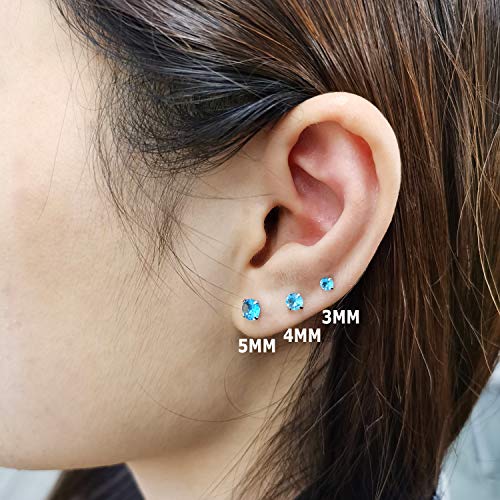Zs 4 Pairs Shiny Cubic Zirconia Surgical Steel Stud Earrings Tragus Helix Conch Piercing Cartilage Sets (Heart,Stone:3Mm) #TOP4