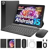MUISOO Android 15 Tablet, 10.4 inch Tablet, Android Tablets with Keyboard Pen Case Mouse Earphone, 20GB RAM+64GB ROM (TF 1TB), 5000mAh, WiFi 6, BT5.4, Dual Cameras & Speakers, Black