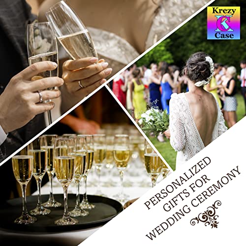 Krezy Case Mr And Mrs Wedding Toasting Champagne Flutes With Box, Set Of 2 Glasses With Black Box, Laser Engraved Tosting Flutes Engraved Personalized Glasses For Bride And Groom #TOP3