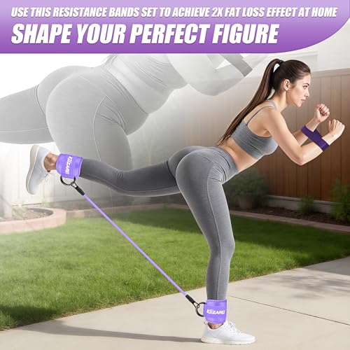 Image of Ankle Resistance Bands with Cuffs, Resistance Bands Set for Working Out, Leg and Glute Exercise Bands - Home Gym Workout Equipment for Women, Booty Building, Pilates, Rehab, Physical Therapy