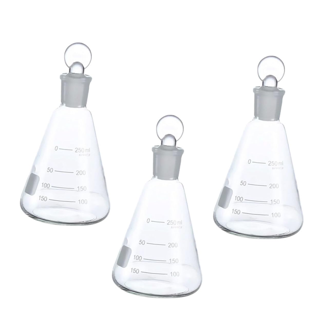 Gatuida 3pcs Laboratory Glassware Conical Flask Stopper for Lab Experiment Chemistry