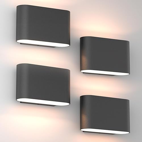Miniatura 16 de Aipsun Juego de 2 Apliques de Pared LED Modernos Negros Luces de Pared para Interiores con Cableado Fijo Hacia Arriba y Hacia Abajo Luz de Montaje