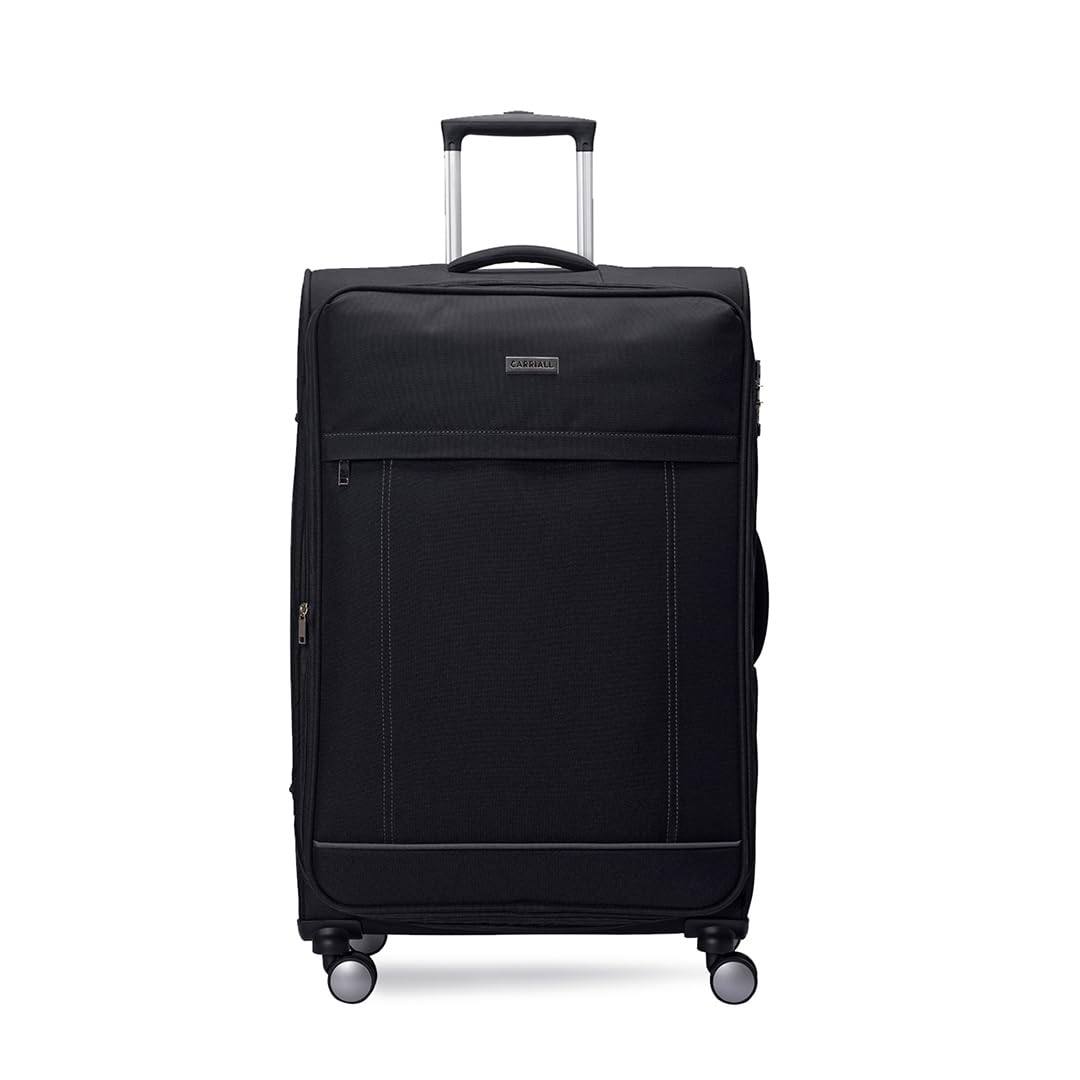 Eternal Soft Sided Luggage Bag | Suitcase for Travel & Business | 4 Spinner Wheels, Anti Theft & Front Pockets | Travel Suitcase for Men & Women | Small Suitcase for Travel (Black, Medium)-image-29