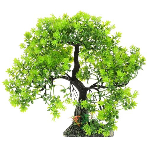POPETPOP - Árbol de bonsái para decoración de peces, pino artificial, plástico para decoración de plantas para acuario, bonsái, decoración verde