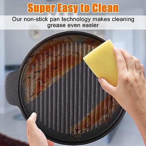 Cukor Cast Iron Grill Griddle, Grill Pan For Indoor Cooking, Stove Top Griddle For Grilling On Gas Grill, Round Grill Griddle For Induction Cooktop thumb #6