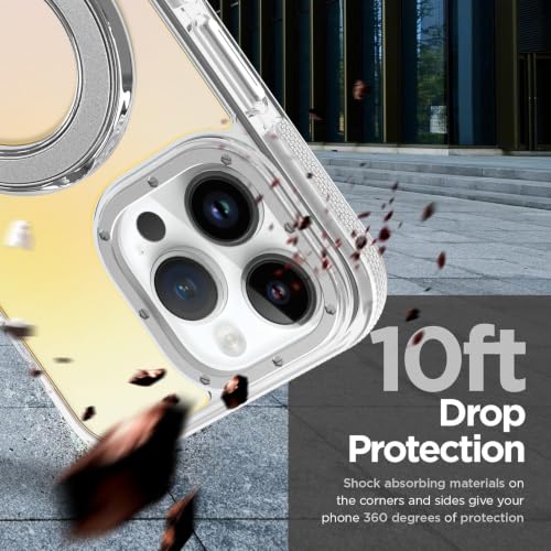 Image of Magnetic for iPhone 14 Pro Case with Stand [Compatible with Magsafe] [Cute Fashion Fluorescent Design] [1 Screen Protector] Slim Translucent Matte Case for iPhone 14 Pro 6.1 inch 2022, White