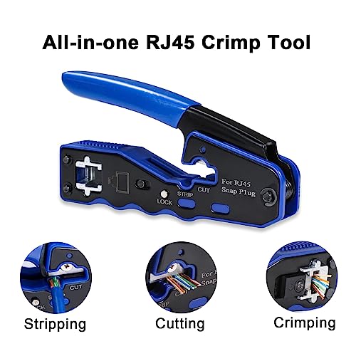 Image of 6COMGIGA All-in-one RJ45 Crimp Tool,Pass Through Ethernet Crimper for Cat5e Cat6 Cat6a 8P8C Modular Connector