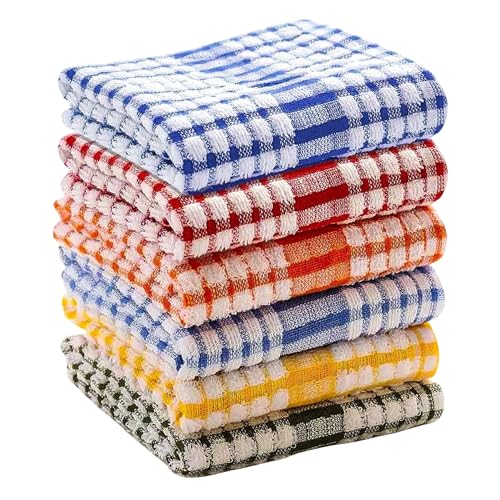ALOUD CREATIONS 6pc Large Size Kitchen Towel | Dish Towels | Tea Towel | for Cleaning & Quick Drying of Plates & Glasses | 100% Cotton | Multicolour |