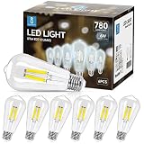 Aigostar Ampoule LED Filament E27,Blanc Froid 6500K,780LM,6W Equivalent à Ampoule Incandescente 58W,Rétro Ampoule LED ST64,Non-dimmable, Lot de 6