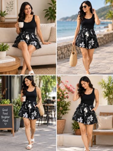 Image of B STORIES Women's Viscose Printed Lounge Culotte Shorts (Pack of 2)