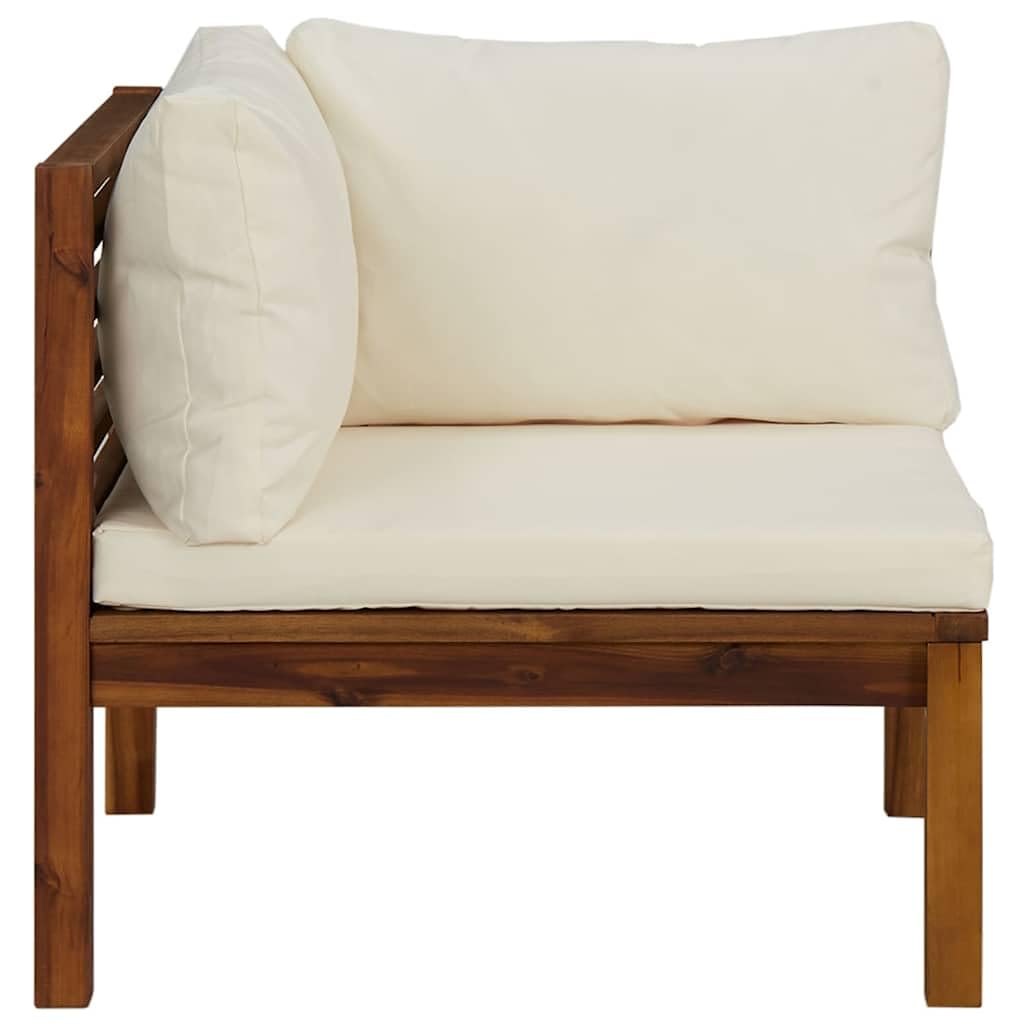Sofa Terraza Exterior, Muebles Jardín Madera, Sofás Madera, Sofas Exteriores de Jardin, Sofá esquinero seccional cojín Blanco Crema Madera de Acacia