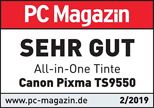 Canon PIXMA TS9550 Drucker Farbtintenstrahl Multifunktionsgerät DIN A4 A3 (Drucker A3, Scanner, Kopierer, 5 separate Tinten, WLAN, LAN, Print App, 2 Papierzuführungen, Duplexdruck) schwarz