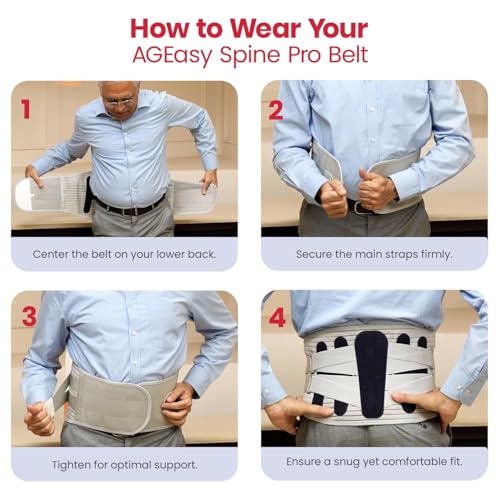 Image of AGEasy (Max Group) Spine Pro Belt for Lower Back Pain Relief, Sciatica, Muscle Strains, and Spinal Recovery | Adjustable Lumbar Support Belt for Men & Women | Improves Posture, Reduces Discomfort | Orthopedic LS Belt (XL)