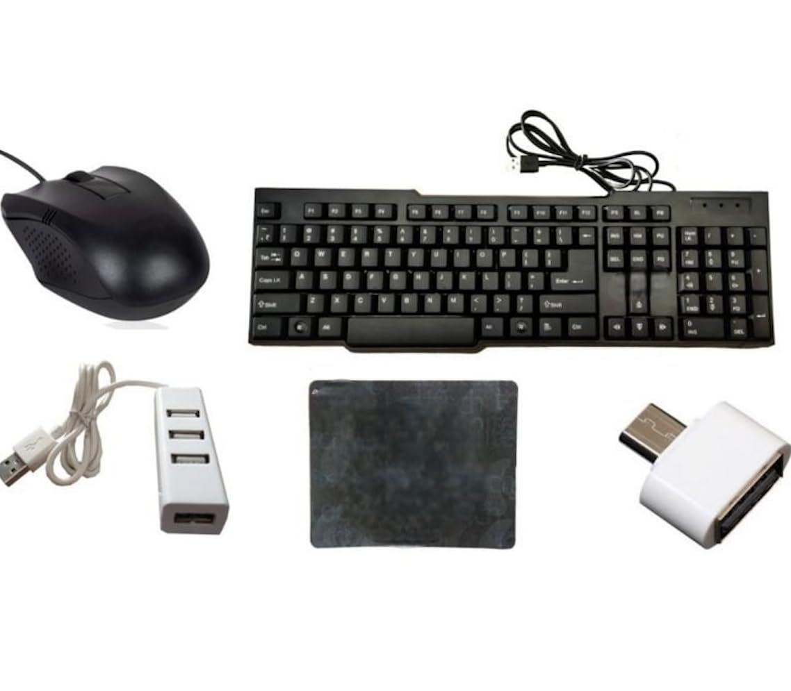 Kavita Enterprises 5 in One Combo Set Pack of Keyboard and Mouse | USB Hub | Pad-Cleaning | OTG Type C White (B0D3V7LCWZ) Amazon Price History, Amazon Price Tracker