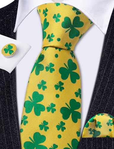 Image of Barry.Wang Fun Animal Ties for Men Designer Handkerchief Cufflink WOVEN Casual Necktie Set Festival