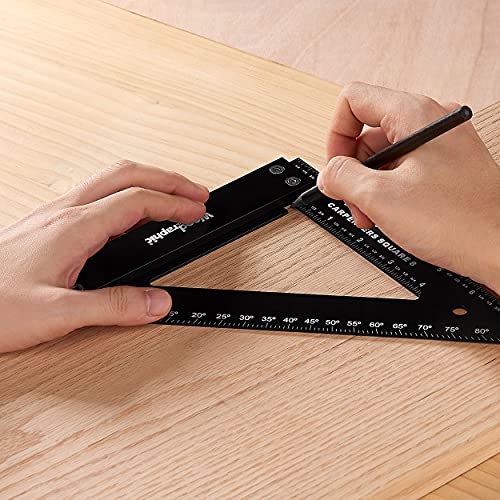 Woodraphic Professional Carpenter Square Layout Tools Framing Woodworking Rafter Angle Guaranteed Ruler for Measuring and Marking Tool Carpentry Use - Aluminium/Angle Scale/Easy-Read - 8 Inch Imperial - Thumbnail 5