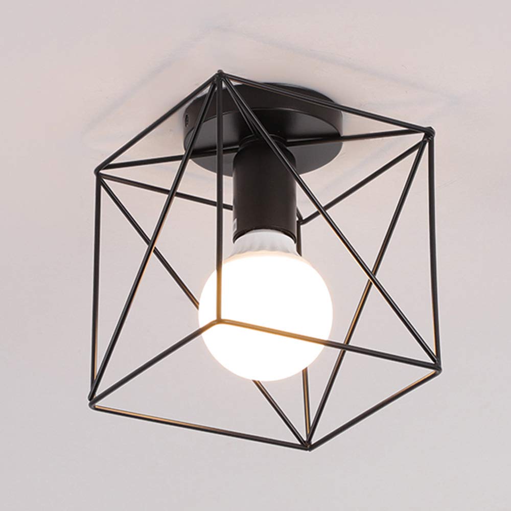 Mengjay Pendant Light Retro Hanging lamp Wire Light, 1-Flame Ceiling lamp e27 in Retro Look, E27 Socket max. 60 watts, Ceiling Light Vintage, Steel, Black (Style.B)