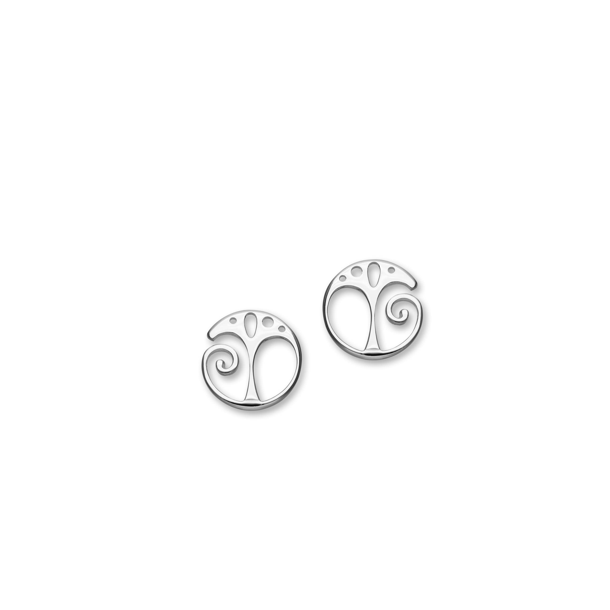 Ortak 925 Sterling Silver Handmade Stud Earrings Celtic Tree of Life Inspired Design High Polished Scottish Fine Jewellery Made in Orkney Islands, Scotland