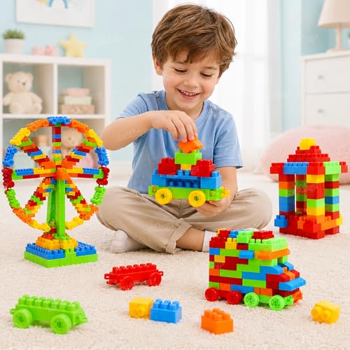 Image of Zest 4 Toyz Building Blocks for Kids STEM Educational Construction Toys with Wheels Interlocking Bricks Learning Activity Set for Toddlers Boys and Girls Age 3+ Multicolor (103 Pcs)