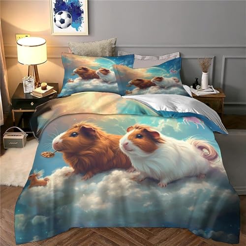 Parure de couette cochon d'inde lit simple 140x200 microfibre 3D fille