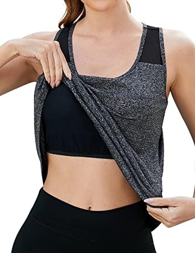 Blooming Jelly Womens Mesh Workout Tank Tops Racerback Gym Tops Running Bulit in Bra Athletic Shirts