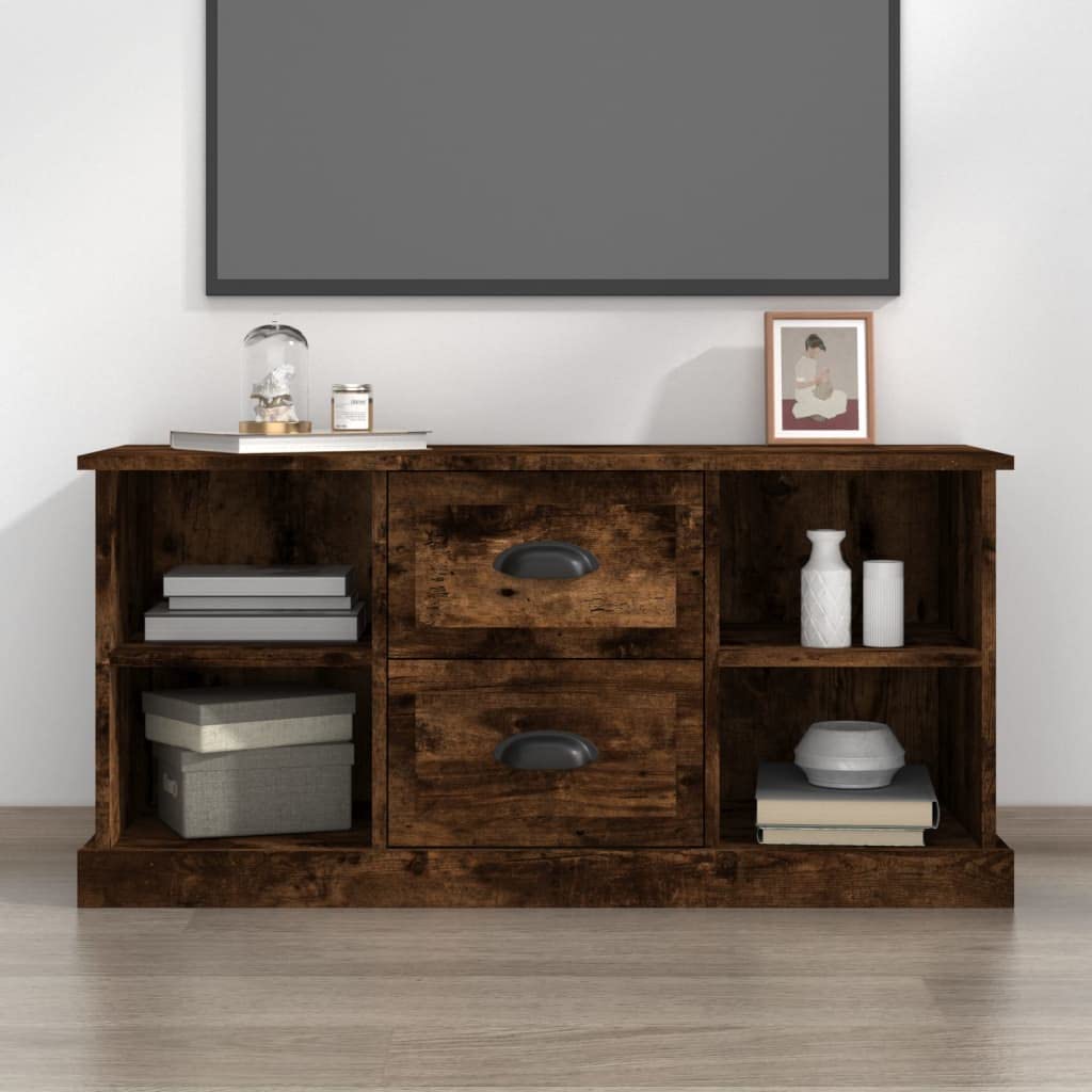 TV-Schrank Räuchereiche 99,5x35,5x48 cm, Holzwerkstoff, Modernes Media Center mit Stauraum, für Wohnzimmer und Schlafzimmer