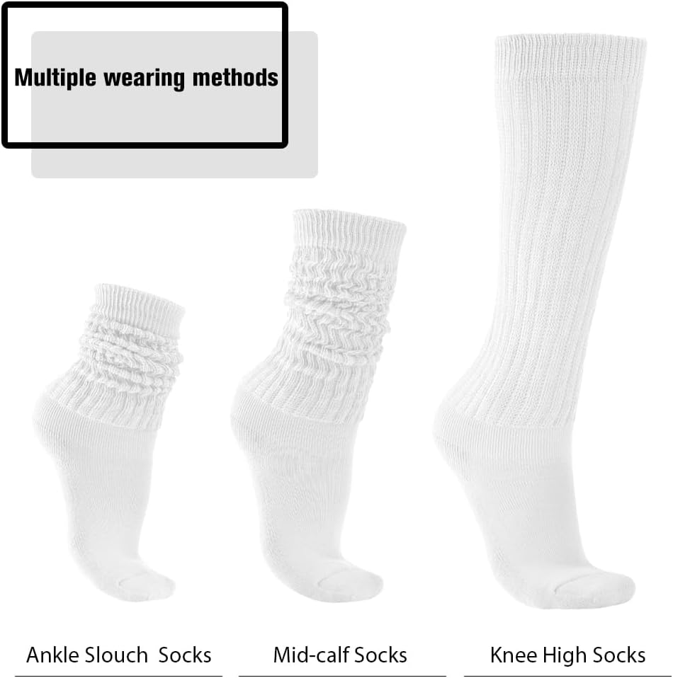 Women's & Men's Scrunch Knee High & Crew Boot Socks - Neon Slouchy Tube Long Socks Pack - Image 3