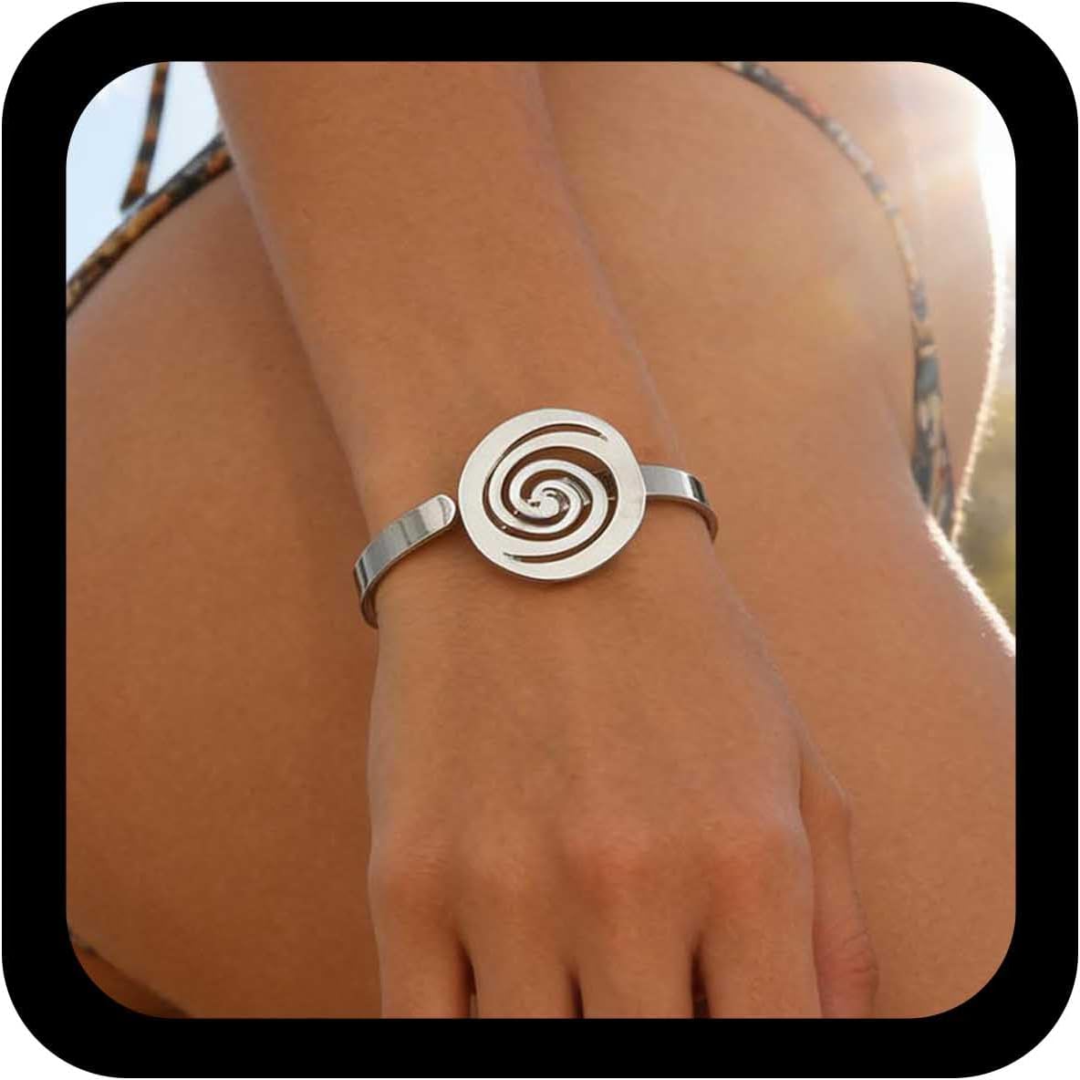 Punk Spiral Swirl Bracelet Spiral Bangle Bracelet Gold Metal Cuff Bracelets Adjustable Open Cuff Bangle Bracelets Ethnic Swirl Hand Chain Exaggerated Statement Jewelry for Women