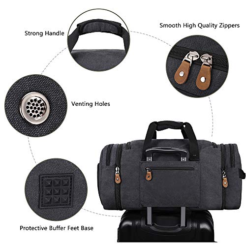 Gonex Travel Duffle Bag with Shoe Compartment 60L Canvas Duffel Overnight Weekend Bag(Dark Gray)