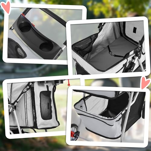 PawHut Hundewagen Hundebuggy Pet Hunde Buggy Stroller Jogger Anhänger Grau