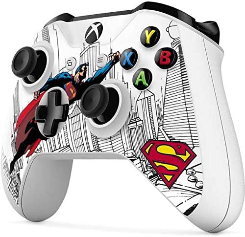 Skinit Decal Gaming Skin Compatible with Xbox One S Controller - Officially Licensed DC Comics Superman Flying Over City Pose Design
