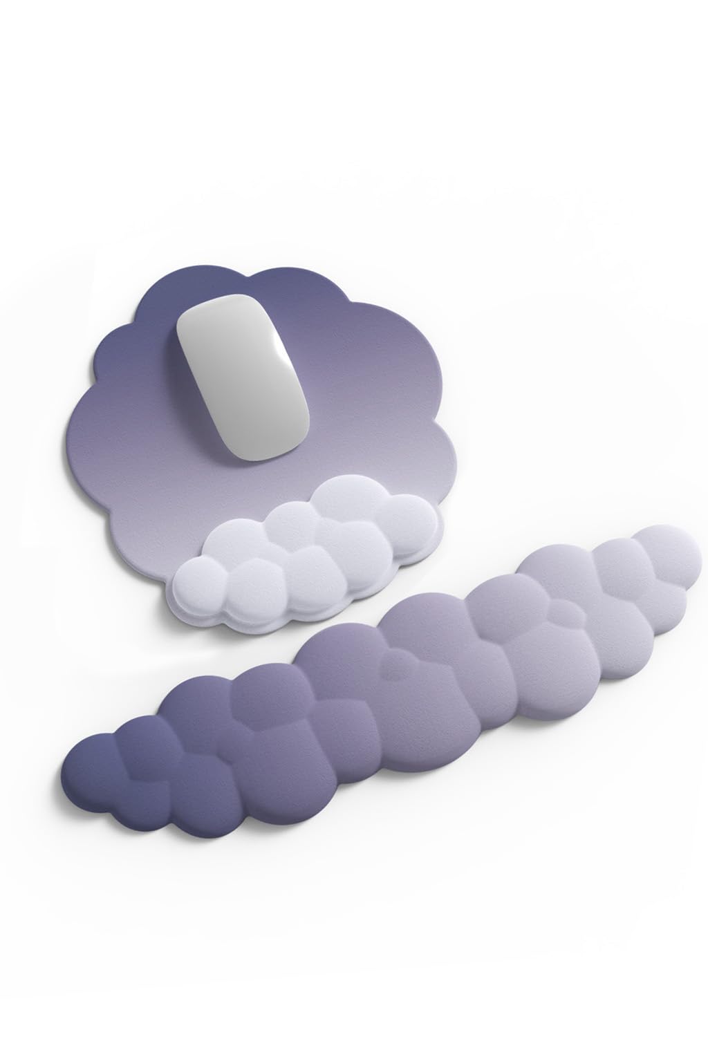 Cloud Mouse Pad Wrist Support Keyboard Wrist Rest Set,Soft Memory Foam Egronomic Non-Slip Computer Palm for Computer Table,Easy Typing & Pain Relief(Gradient Purple)