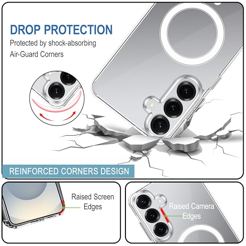 Image of CEDO Cover for Samsung Galaxy S25 Plus (5G) | Compatible with MagSafe Wireless Charging | Designed with Magnetic Lock Shockproof Phone Bumper Transparent Back Case Cover (Transparent)