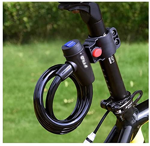 Candado de bicicleta con candado de cable de acero tipo anillo, candado de aleación de acero, con soporte de montaje, negro