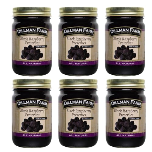 Dillman Farm All Natural Seedless Black Raspberry Preserves - Gluten-Free, Non-GMO, Vegan, Kosher, Eco-Friendly, Preservative Free, Corn Syrup Free - Made in USA, 16oz (Pack of 6)