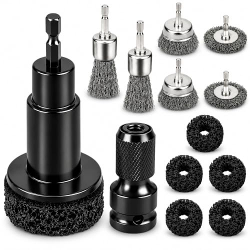 Wheel Hub Cleaning Tool Brake Rotor Resurfacing Kit - 5 Pads & Coarse Carbon Steel Crimping Wire Wheel Brush Rust Removal Tool for Car Repair