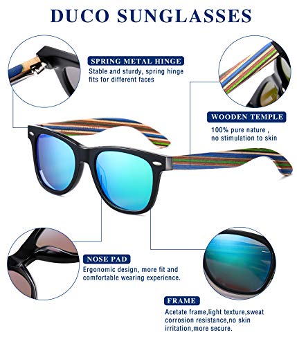 Image of DUCO Polarized Driving Handmade Walnut Wooden 100% UV 400 Protection Sunglasses for Men 2141