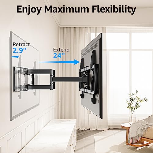 Mountup Tv Wall Mount Full Motion For Most 47"-90" Flat/Curved Tvs, Swivel Tilt Tv Mount For 65 70 75 80 82 85 Inch Tvs, Tv Bracket For Max 24 Inches Studs, Up To 154Lbs, Max Vesa 800X400 Mu0015 #TOP2