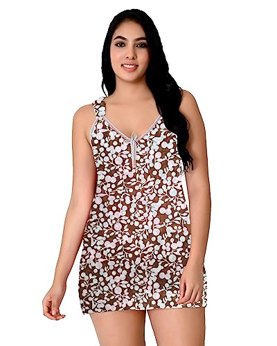 Image of Love Maker Net Above Knee Women Babydoll Floral Solid Nightwear S-3XL