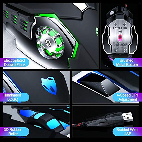 Image of Keyboard Tri Color Led Backlit Professional Gaming Keyboard Gaming Keyboard Mouse Combo 6 Color Backlight Gaming Mouse for Pc Desktop